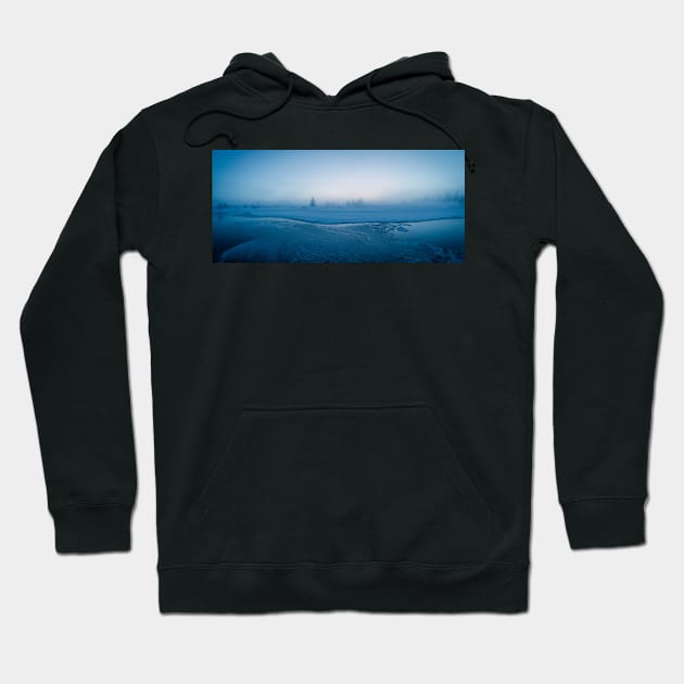 Winter - Moody Panorama Shot of Foggy Morning by Frozen River Hoodie by visualspectrum